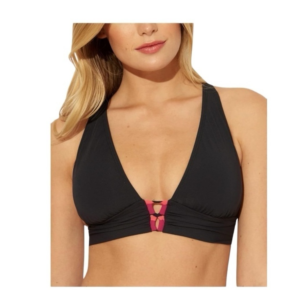 Bleu Rod Beattie Black and Rouge Lace-Up Triangle Top